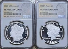 2023 S MORGAN & PEACE SILVER DOLLAR SET $1 NGC PF70 W/ BOX AND COA