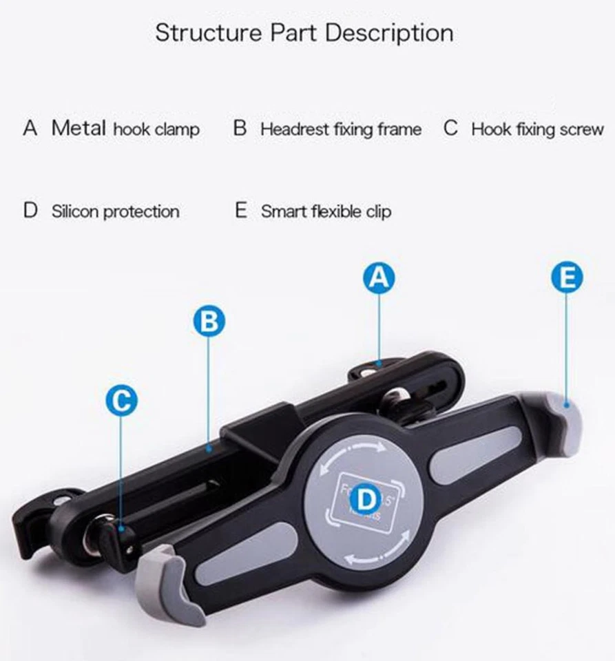 Poggiatesta Seggiolino Auto per Acer Tab iM10-22 Supporto sedile monte titolare  - Immagine 2 di 4