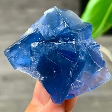 34G Rare Blue Green Purple cubic fluorite mineral crystal sample/Zhejiang