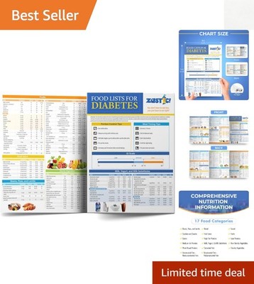 Durable Laminated Diabetes Food Chart 8.5x11 - 345 Foods with Nutritional Info