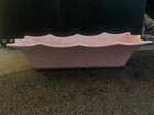 VTG Pink Speckled Hull Art Pottery Planter With Wavy Edge And Textured Ripple