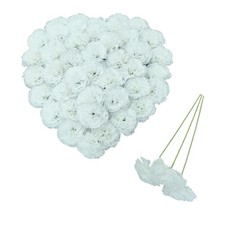 Carnation Artificial Flowers Heads, 80pcs 3.5'' Fake Faux Silk Flower Heads w...