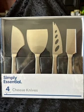 4pc Simply Essential Cheese Knives:Chisel,Spreader,Cleaver & Semi-Soft Knives