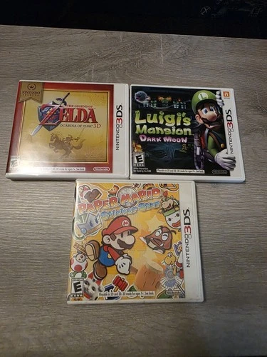Nintendo 3DS Game Lot: Zelda Ocarina of Time 3D, Luigi's Mansion, Paper Mario