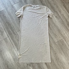 Wilfred Free Sheer Mesh Short Sleeve Midi T-Shirt Dress Nude Beige Small