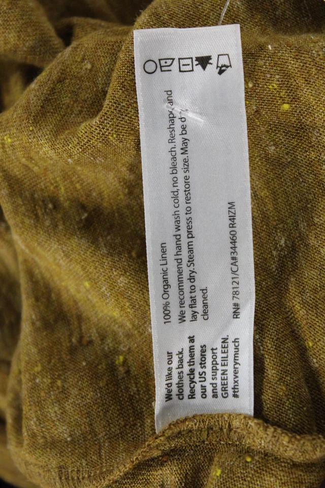 Camiseta Eileen Fisher Feminina Marrom Linho Orgânico Decote V Manga Curta Tamanho M - Imagem 4 de 4
