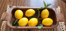 6 Yellow Artificial Lemons / Fake Fruit Yellow Lemons With Green Leaves