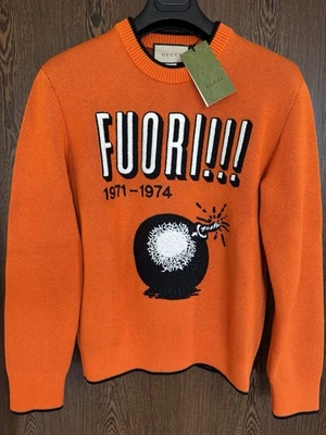 GUCCI Fuori Limited Edition Orange Cotton Wool Embroidered Pullover Size: Small - Bild 1 von 4