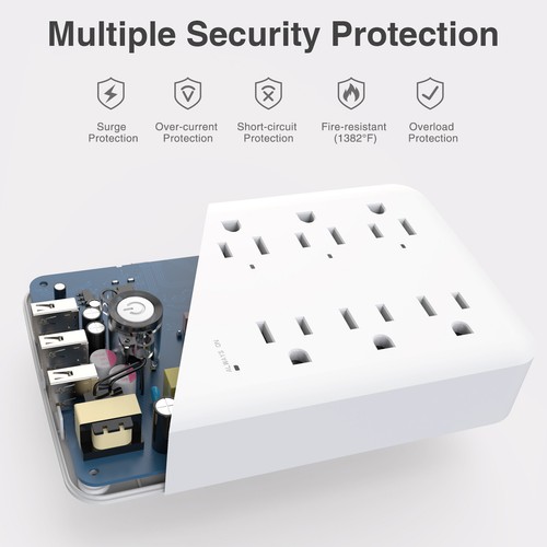 Gosund Smart WiFi Plug Outlet Extender 3 USB Ports 6 Outlet Alexa Google Home - Picture 11 of 12
