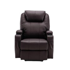 33 Brown Faux Leather Power Heated Massage Lift Assist Recliner