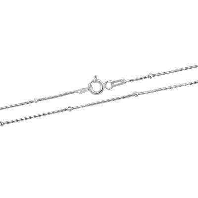 Minimalist Satellite 18-inch Snake Beaded 1mm Chain Sterling Silver Necklace