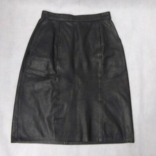 Forenza Black Leather Skirt 4 Lined Pencil