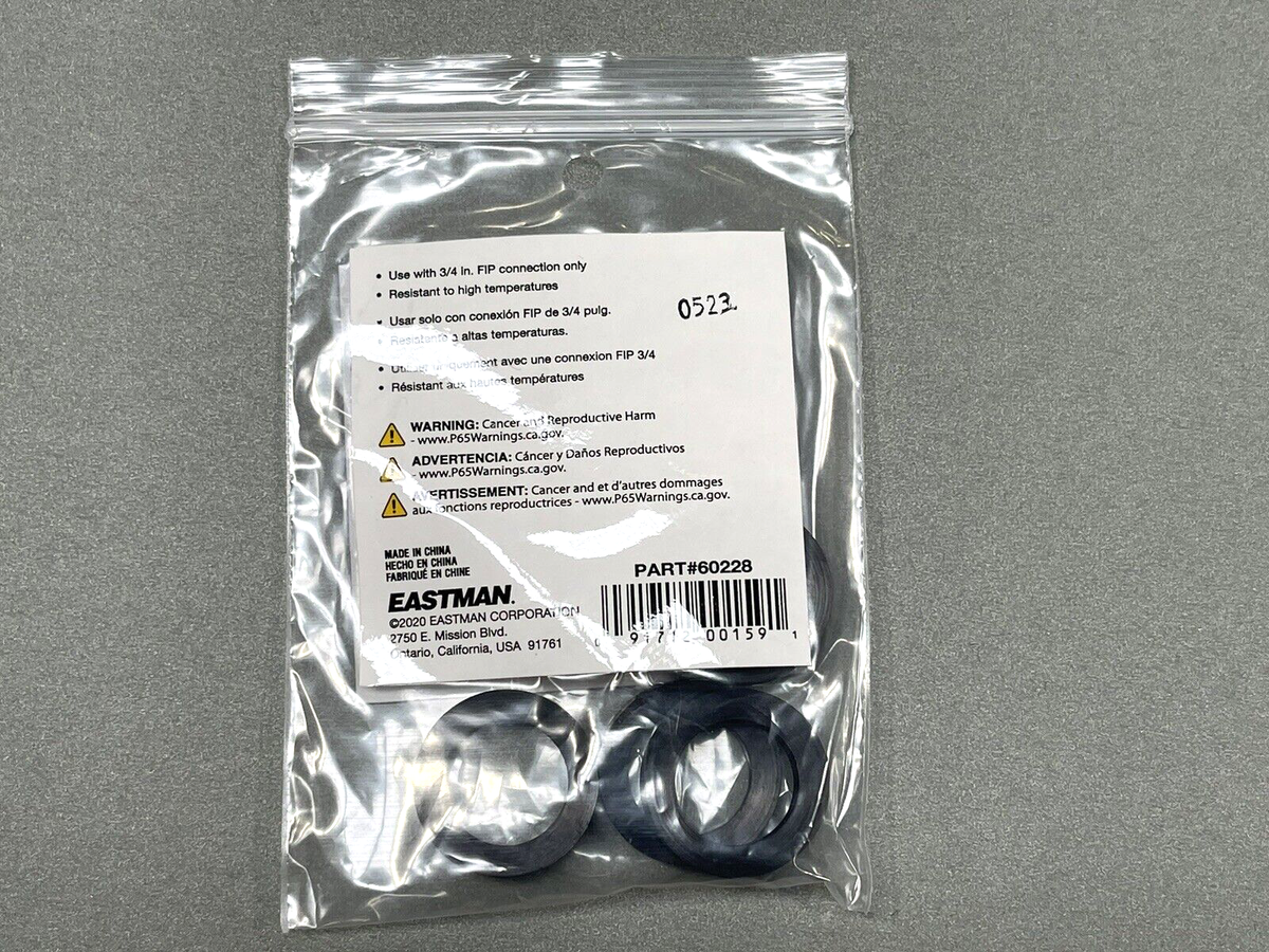 New Lot of 5 Eastman 4-Pk Water Heater Connector Gasket, 3/4-In