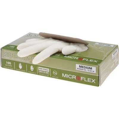 100 Pack Microflex TQ-601-M Disposable Gloves, Nitrile