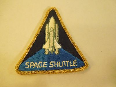 Vintage NASA Space Shuttle Embroidered Iron on Patch Greenish Thread Small