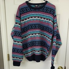 Vtg Textured Grandpa Sweater Size Large