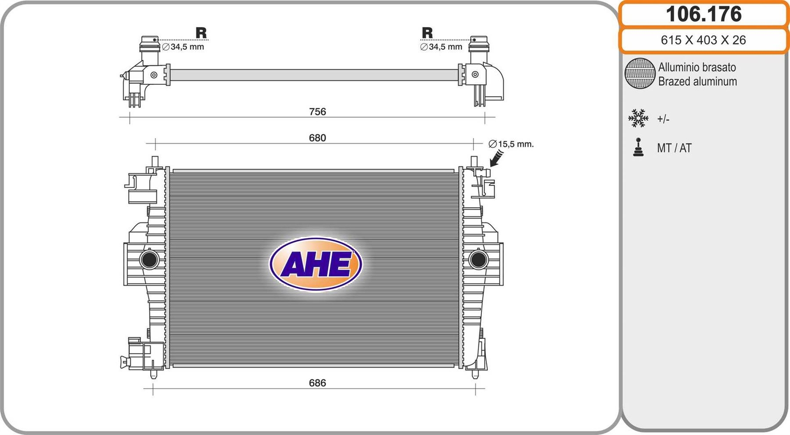 Radiateur d'eau de refroidissement pour moteur Peugeot RCZ 1.6 16V compact en alu