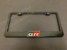 1xGR GazooRacing 3D Emblem BLACK Stainless License Plate Frame RUST FREE 
