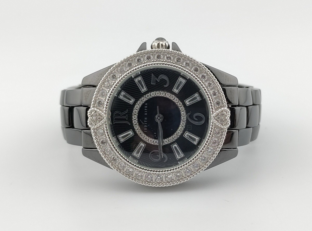 Judith Ripka Black Ceramic & Stainless Steel Diamonique  display picture 3