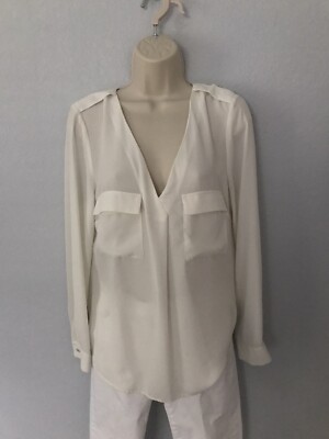 H & M Cream Sheer Career Wear Long Sleeve Blouse Top Size 12 NWT
