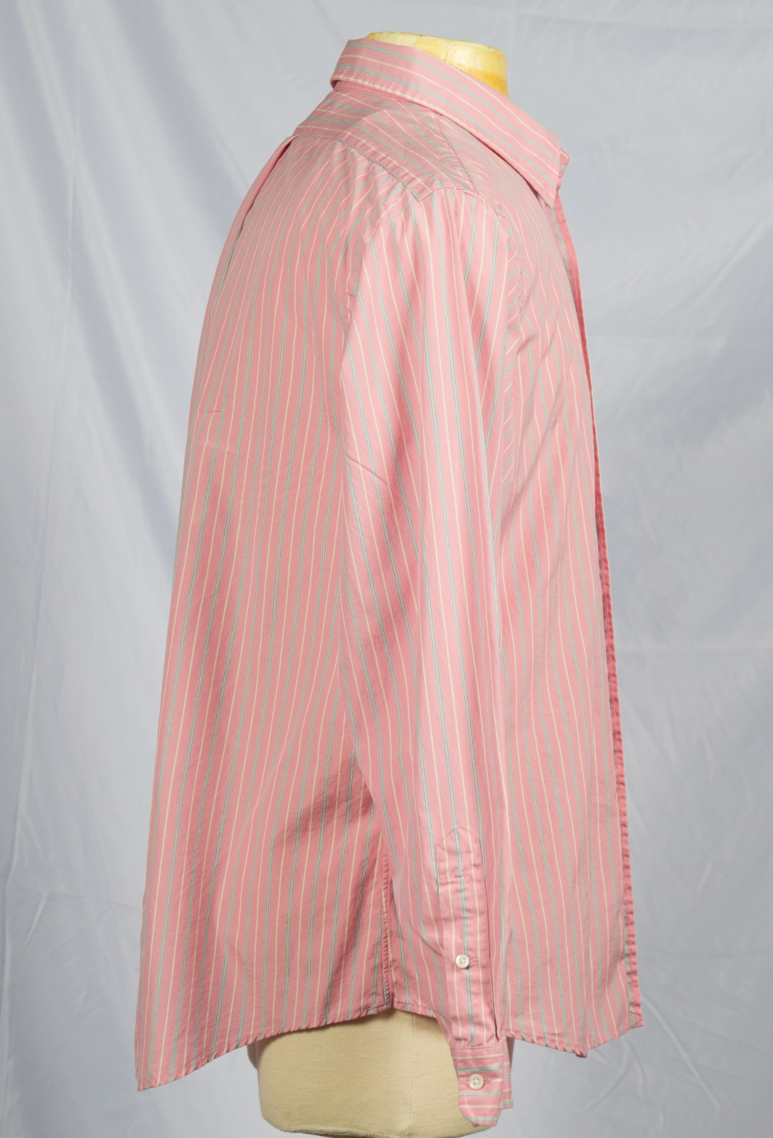 Camicia uomo Ralph Lauren con bottoni taglia XL rosa a righe manica lunga verde pony