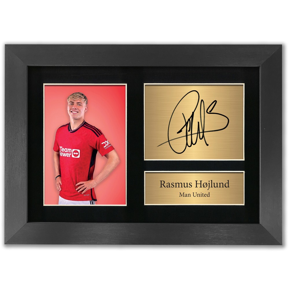 Rasmus Hojlund Autograph Manchester United Football Fans Gift Signed Print #150