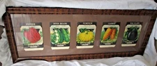 ADVERTISING SIGN CARD SEED CO. Fredonia NY VEGETABLE PACKETS faux Tiger Maple 