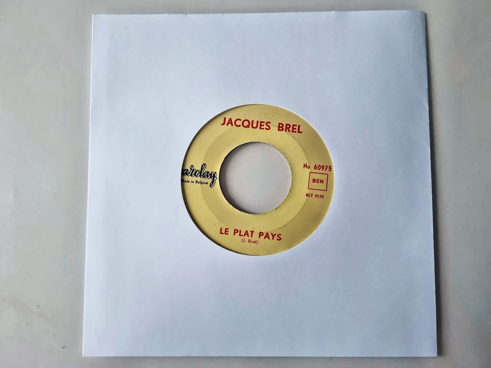 Jacques Brel - Le plat pays 7'' Vinyl Belgium