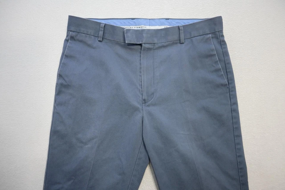 Charles Tyrwhitt 卡其色裤子直筒蓝色斜纹布平底男式尺寸 34 x 31 — 第 4/4 张图片