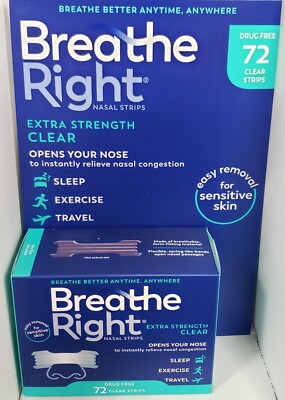 NIB Breathe Right Extra Strength 3M Nasal Strips  72 ct Sensitive Skin EXP 9/29