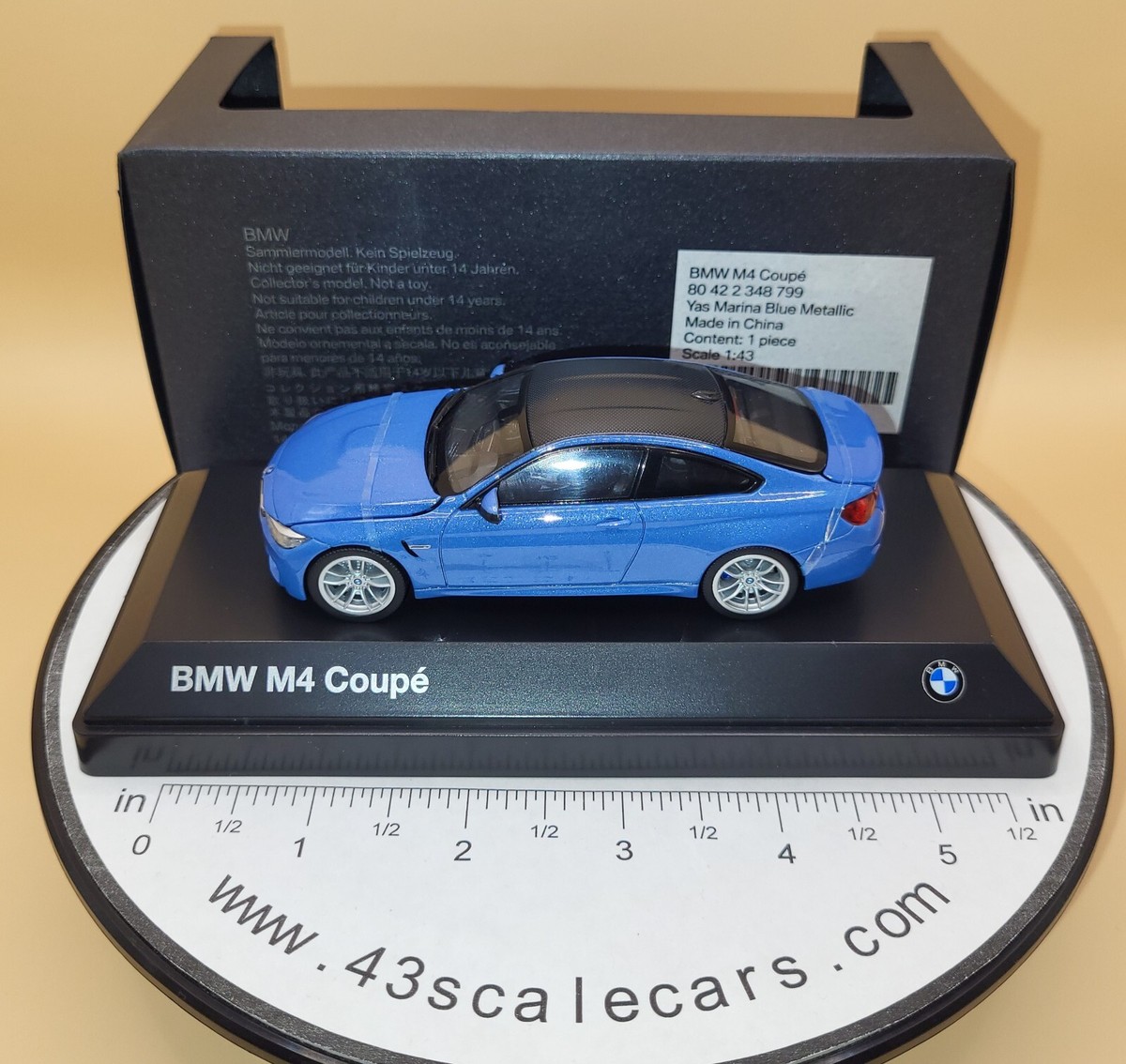 1/43 scale BMW M4 F82 2014 Blue Jada herpa iScale Hood