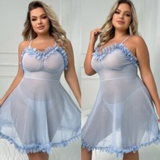 Plus Size Women Sexy Lingerie Teddy Babydoll Underwear Nightgown Backless Dress
