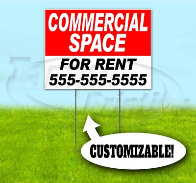 COMMERCIAL SPACE FOR RENT CUSTOM 18x24 Yard Sign WITH STAKE Bandit USA REALTY