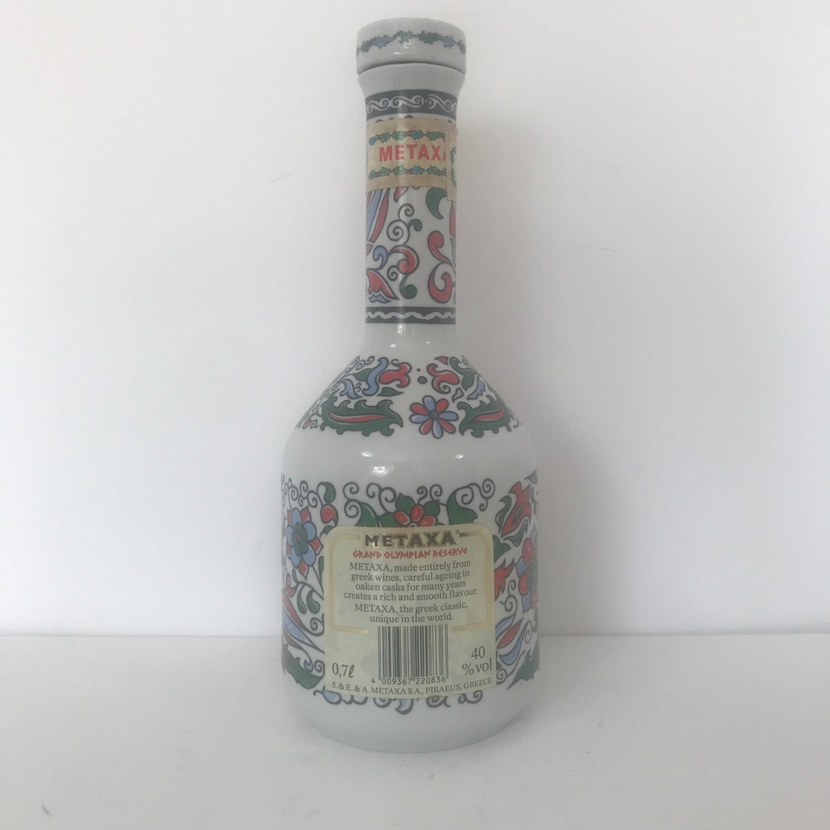 未開封　XA GRAND OLYMPIAN RESERVE 700ml Metaxa Grand Olympian Reserve Empty Bottle .7L Porcelain Hand