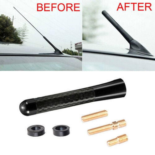 3" Car Bee Sting Stubby Short Mini Arial Carbon Fiber Black Aerial Mast Antenna - Picture 1 of 8