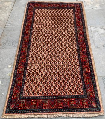 Vintage Afghan Hand-Knotted: Wool Area Rug, Traditional Carpet (2x4 ft.)