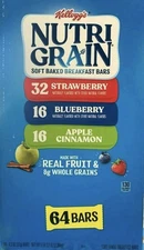 Kellogg's Cereal Bars Nutri-Grain Breakfast Bars Strawberry Blueberry 64 Count