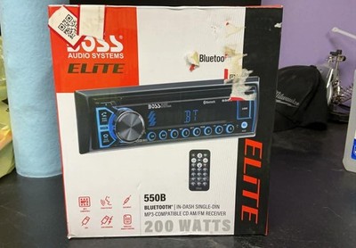 Boss 550B Elite Single Din Car Radio, black, cd, mp3 playback. usb. remote. aux.