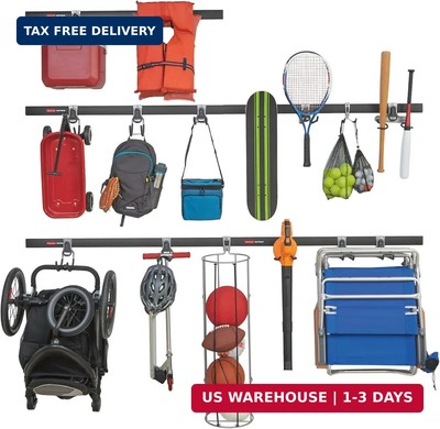 Rubbermaid 20-Piece FastTrack Garage Wall-Mounted Storage Kit 5 Rails and 15 Hoo