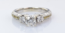 Diamond Engagement Ring 14k Gold 1.00 Carats Size 4 - Yellow Diamond Accents