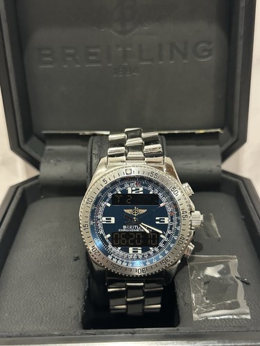 Breitling Stainless Steel Chronometer Digital Watch W/ Box, A7...