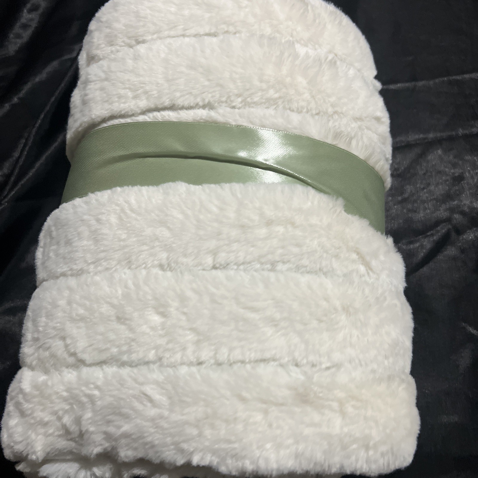 Parents Choice Baby Blanket Ivory Light Green Sage Sherpa 30x40 NWT! P1