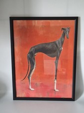 MODERN 12"x16" WOOD FRAMED PRINT OF A GREYHOUND. 334