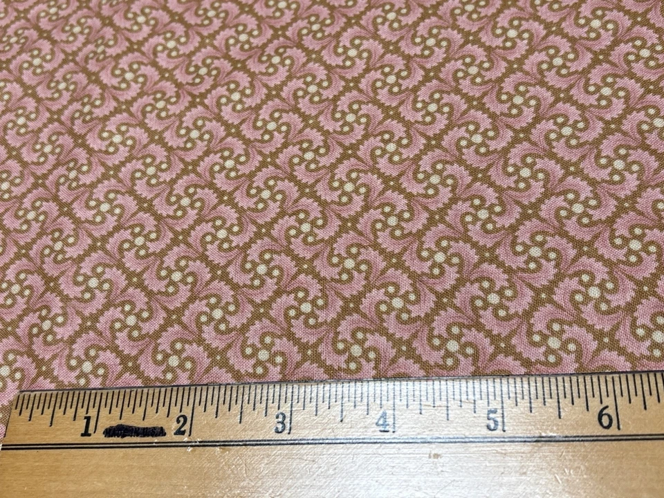 Pink & Brown Swirl Pattern Cotton Fabric  8" x 44" for Sewing & Crafts by Moda - Image 3 of 4