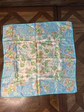 Vintage Vera Neumann Japan Blue Floral Silk scarf square