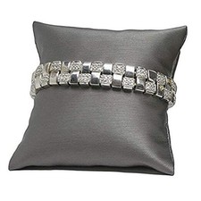 888 Display, USA - 4-pieces Bracelet 3" x 3" 4 Count Steel Grey Faux Leather