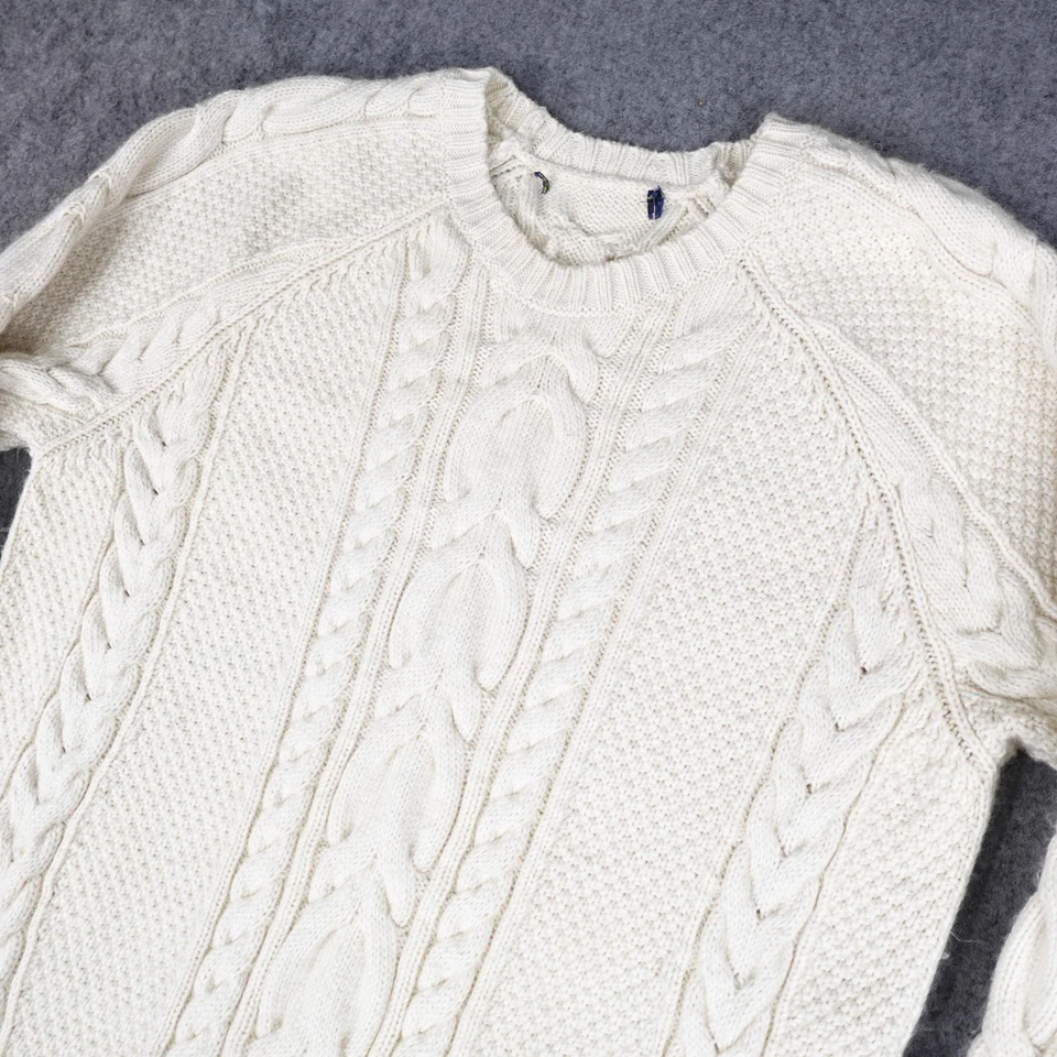 Ralph Lauren Sweater Womens Medium Cream Cable Knit Long Fisherman Dress Polo - Image 4 of 4