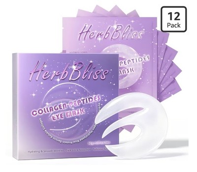 HerbBliss Collagen Peptides Under Eye Mask 12 Pack Retinol Niacinamide
