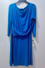 Chaps Elegant Long Sleeve Topaz Blue Dress, Size XL, NWT