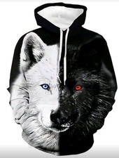 3D Wolf Hoodies Oversized Fashion Contrast Color All Over Print 3D Hoodie